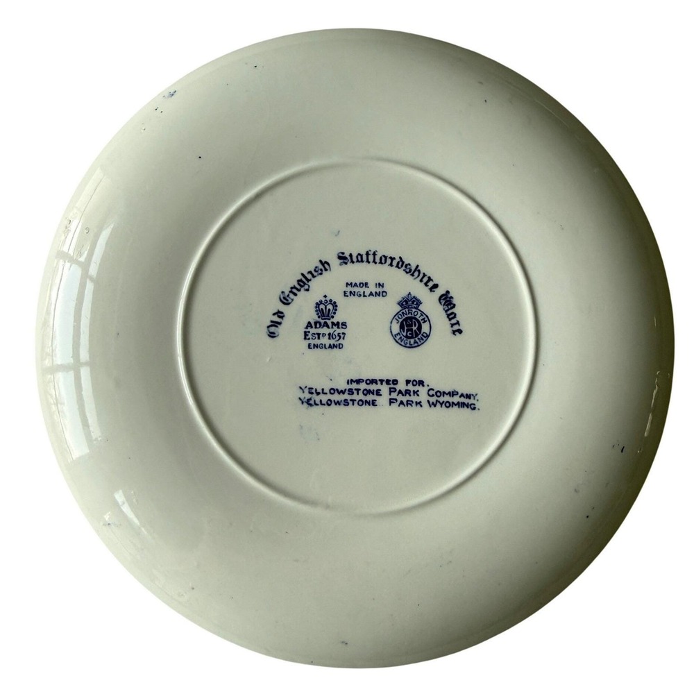 Adams Staffordshire Yellowstone Park Blue Transferware Souvenir Plate 1910s - Picture 4 of 8